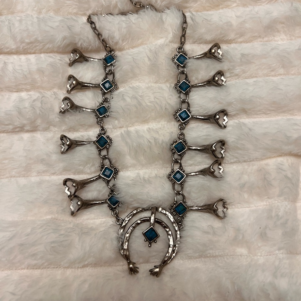 Silver and Blue Women's Necklace